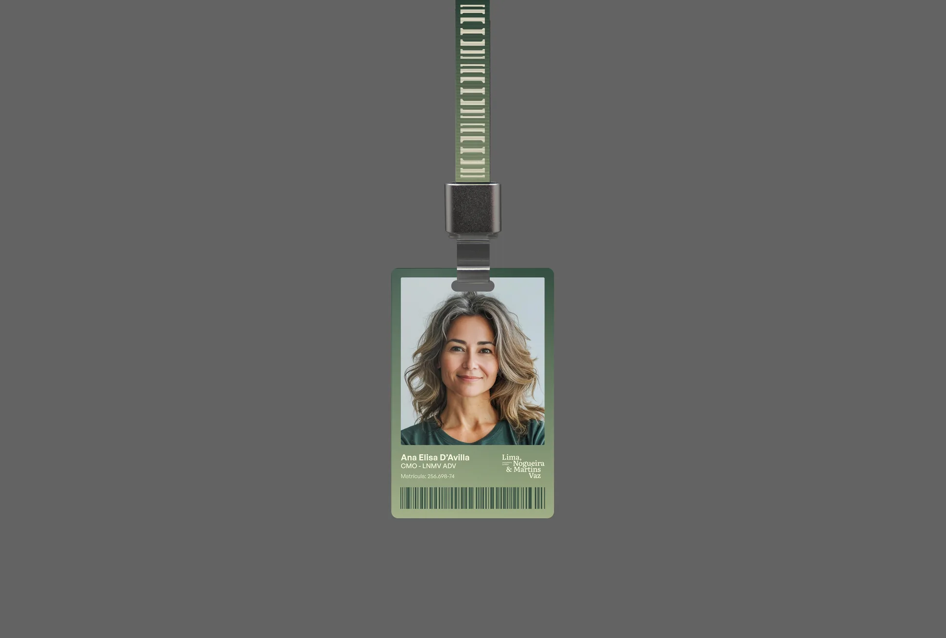 Crachá da equipe com foto, cordão e logotipo