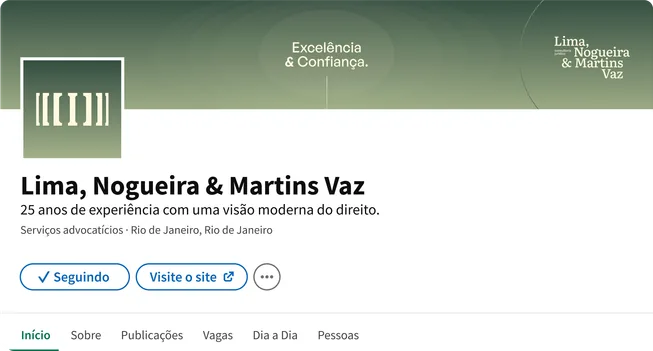 Página da Lima, Nogueira & Martins Vaz no LinkedIn