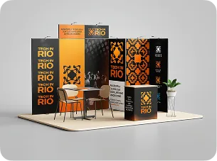 Estande 3D da marca em uma feira